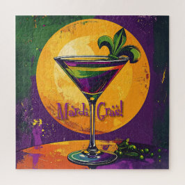 Puzzle Mid Century Mardi Gras Sunset Fleur De Lis Martini
