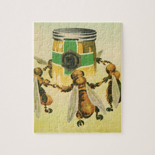 Puzzle Miel de Abejas Orgánicas Bailando en Tarro de Comi (Vertical)