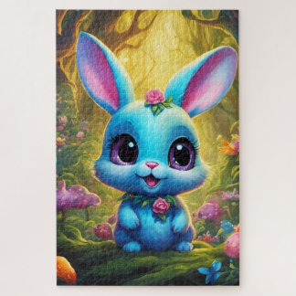 Puzzle Mignon petit lapin bleu