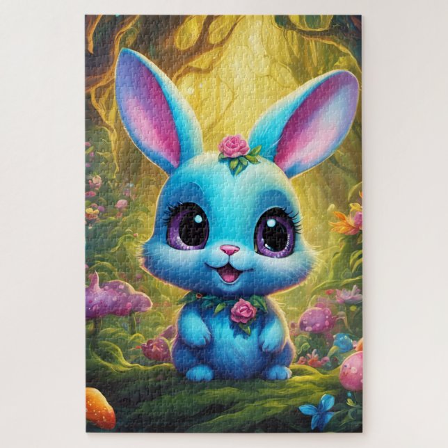 Puzzle Mignon petit lapin bleu (Vertical)
