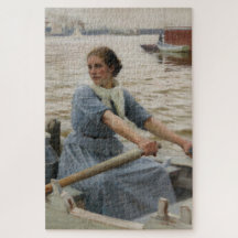 Milk Maid en un barco de remo (por Albert Edelfelt