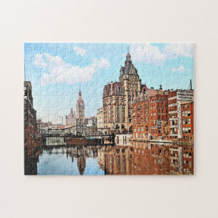 Puzzle Milwaukee WI - Río desde Sycamore St, Milwaukee