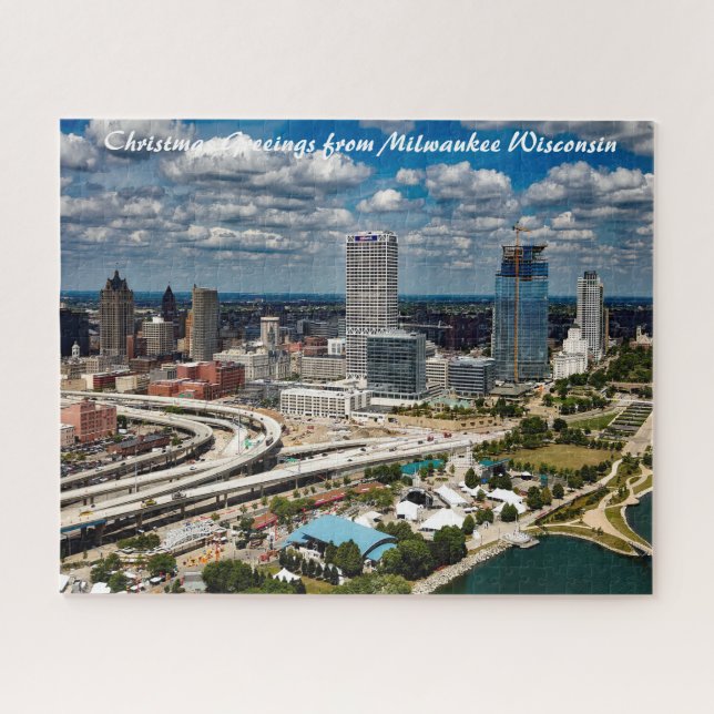 Puzzle Milwaukee Wisconsin. Saludos de Navidad (Horizontal)