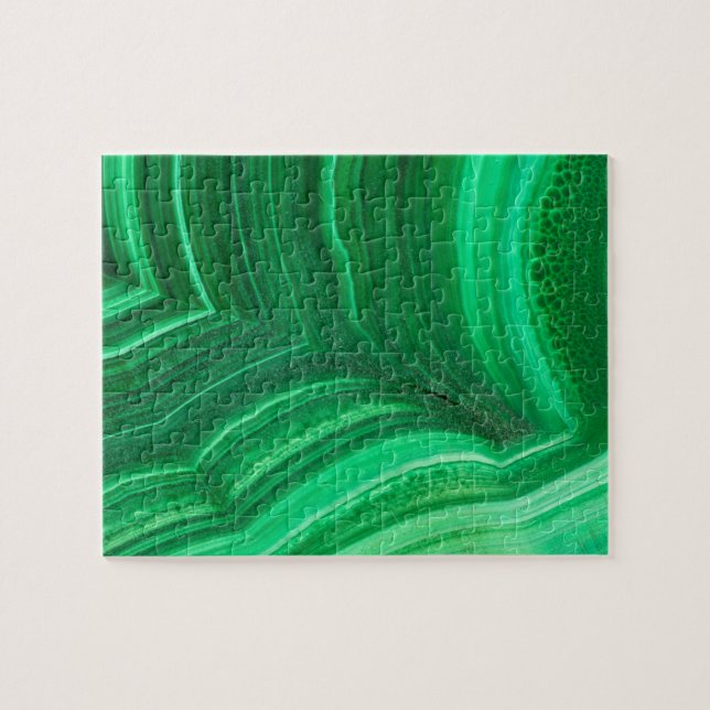 Puzzle Mineral de malaquita verde brillante (Horizontal)