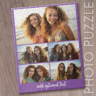 Puzzle Minimalista moderna Colage de 5 fotos con texto
