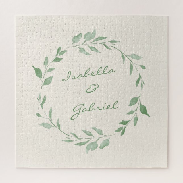 Puzzle Minimalista Wreath Botánico Personalizado (Vertical)