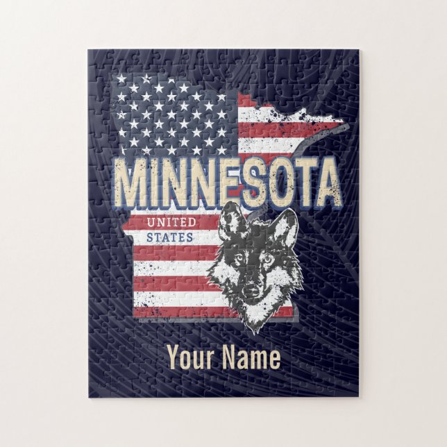 Puzzle Minnesota State Estados Unidos Map Vintage USA (Vertical)