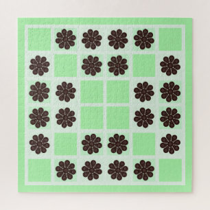Puzzle Mint Green Cream And Chocolate Chip Quilt Pattern