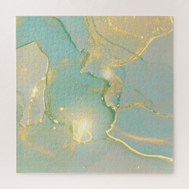 Puzzle Mint Green Gold Marble: Texturado (Vertical)