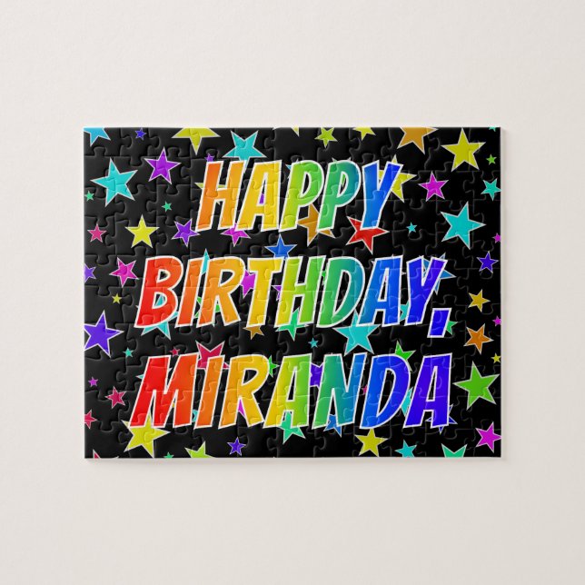 Puzzle "MIRANDA" Nombre, Diversión "FELIZ CUMPLEAÑOS" (Horizontal)