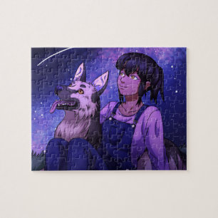 Puzzle Mirando con asombro a un perro