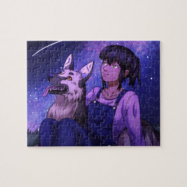 Puzzle Mirando con asombro a un perro (Horizontal)
