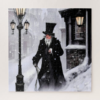 Puzzle Miserly Ebenezer Scrooge Snowy Victorian Street