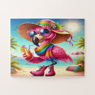 Puzzle Miss Flamingo en la playa
