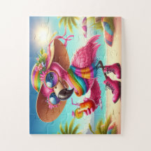 Miss Flamingo en la playa