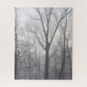 Puzzle Misty Trees Gray Woodland