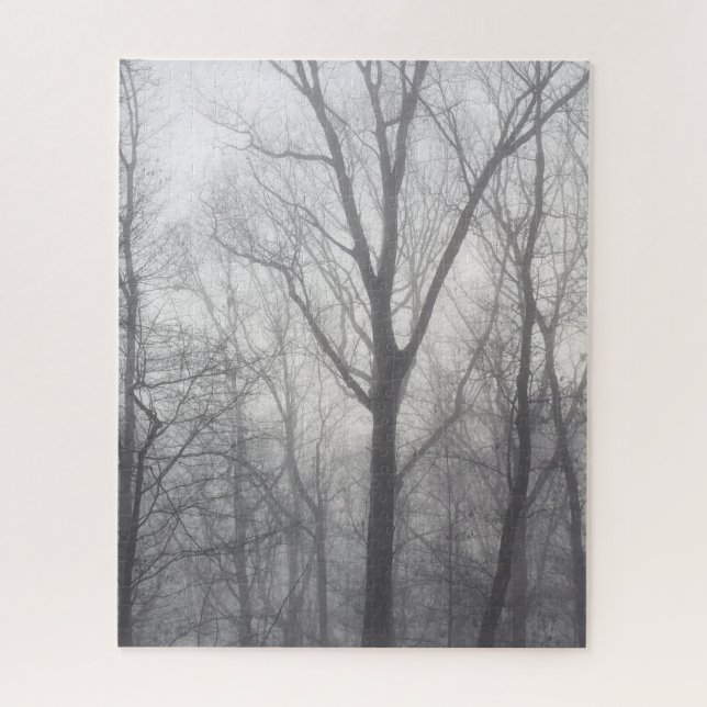 Puzzle Misty Trees Gray Woodland (Vertical)