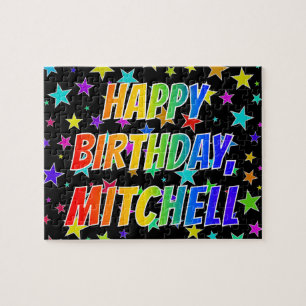 Puzzle "MITCHELL" Nombre, Divertido "FELIZ CUMPLEAÑOS"