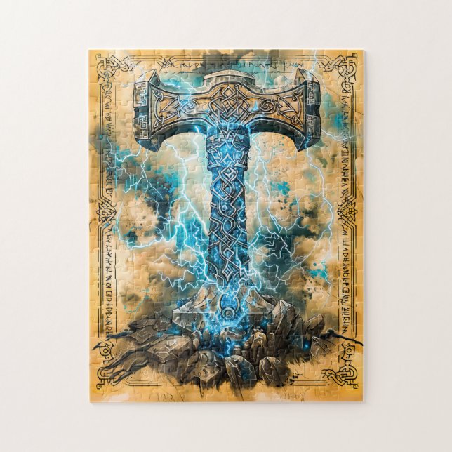 Puzzle Mjölnir Martillo de Thor con Relámpagos (Vertical)