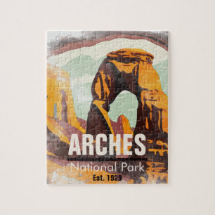 Puzzle Moab Utah Vintage Sunset Arches Acuarela Al Aire L