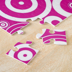 Puzzle Mod Círculos Retro Concéntricos Rosa y Blanco