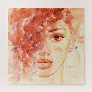 Puzzle Moda afroamericana, ilustracion acuarela.