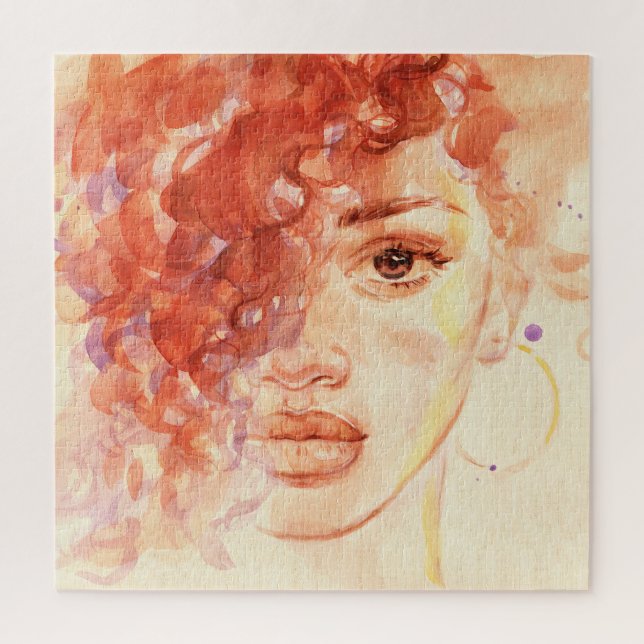 Puzzle Moda afroamericana, ilustracion acuarela. (Vertical)