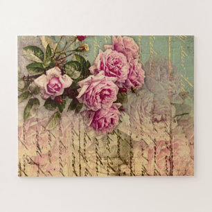 Puzzle Moda de campo francesa, chic y shabby, rosas rosad