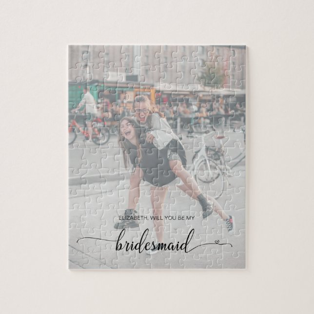 Puzzle Moda Faux Vellum Efecto Foto Bridesmaid (Vertical)