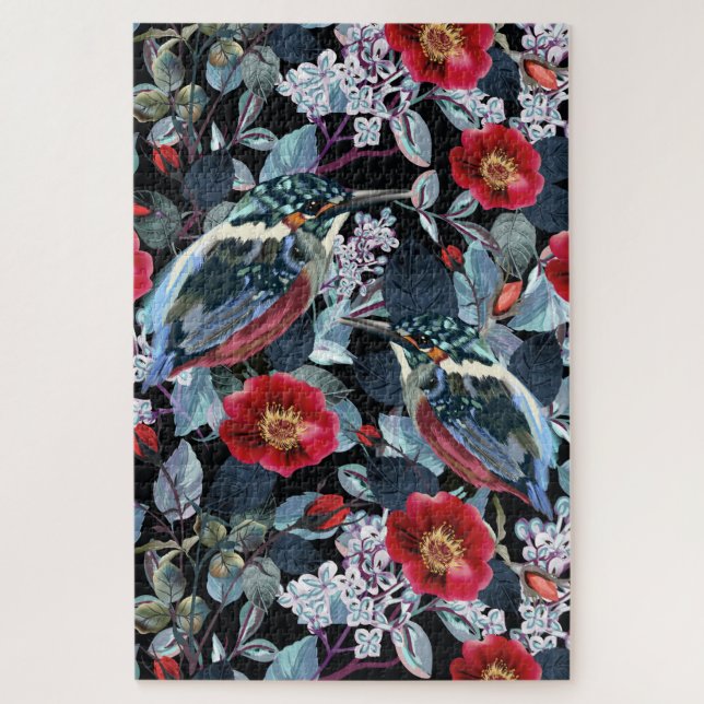 Puzzle Moda Floral Kingfisher Birds (Vertical)