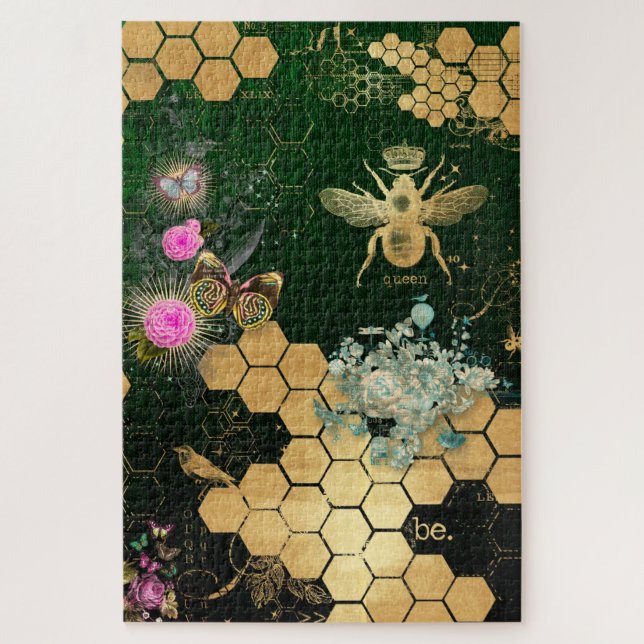 Puzzle Moda francesa, victoriana, abeja, floral, Relieve  (Vertical)