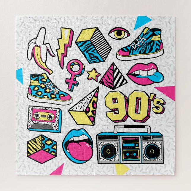 Puzzle Moda Memphis: Mezcla de Badge de 80-90. (Vertical)