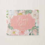 Puzzle Moda Peach Mint Watercolor Flor floral Chica<br><div class="desc">Moda Peach Mint Modern Suculent Watercolor Floral Boda Monograma Verano o Primavera Flores con color de agua,  fuentes modernas y manuscritas,  y elegante diseño floral. ¡El rompecabezas de moda y Boda de Moda Flower Girl! ~ Revisa mi tienda para ver toda la suite boda para este diseño!</div>