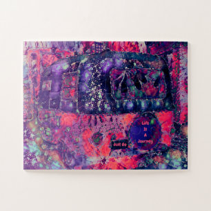 Puzzle Moda Retro Camper Púrpura Hippie Boho