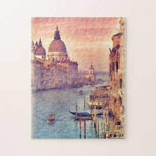 Puzzle Moda Vintage Italia Canal de Venecia Pastel acuare