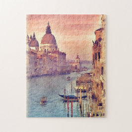 Puzzle Moda Vintage Italia Venecia Canal Pastel acuarela