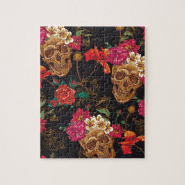 Puzzle Modelo de Halloween, cráneos, rosas, gótico,