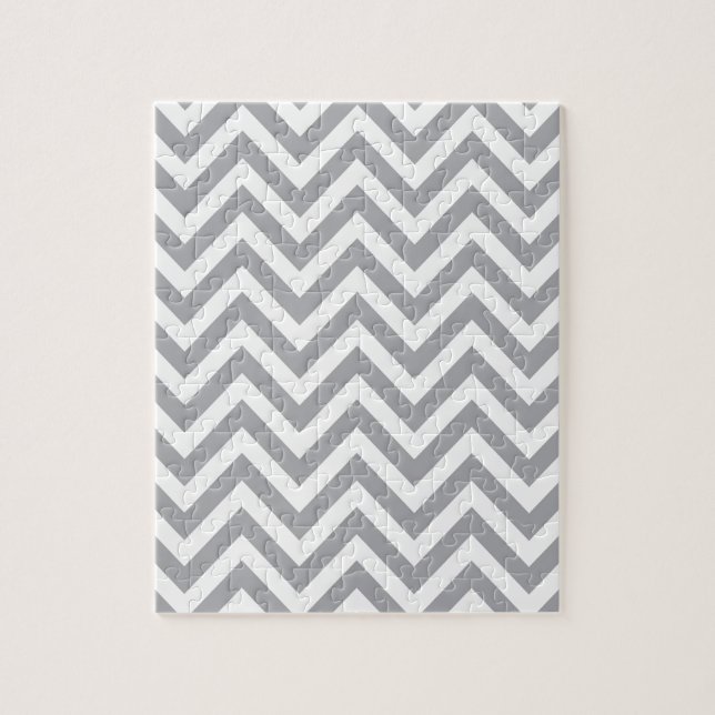 Puzzle Modelo de zigzag gris y blanco de Chevron (Vertical)