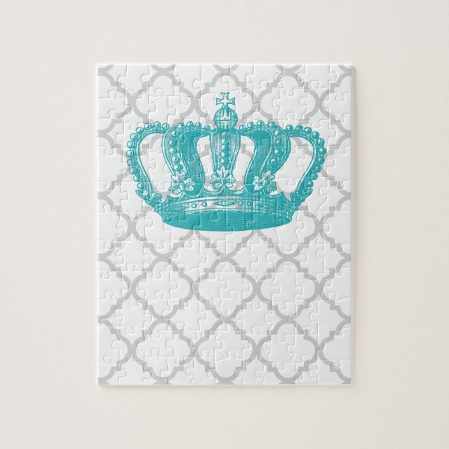 PUZZLE MODELO GRIS DE LA AGUAMARINA DE LA CORONA FEMENINA (Vertical)