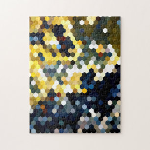 Puzzle Modelos geométricos hexágonos amarillos y azules