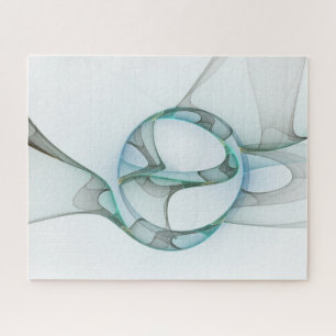 Puzzle Modern Abstract Fractal Art Blue Turquoise Gray