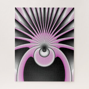 Puzzle Modern Abstract Fractal Art Pink Gray Black Figure