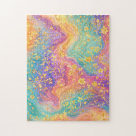 Puzzle Modern Abstract Glitter Floral Monogram Design    