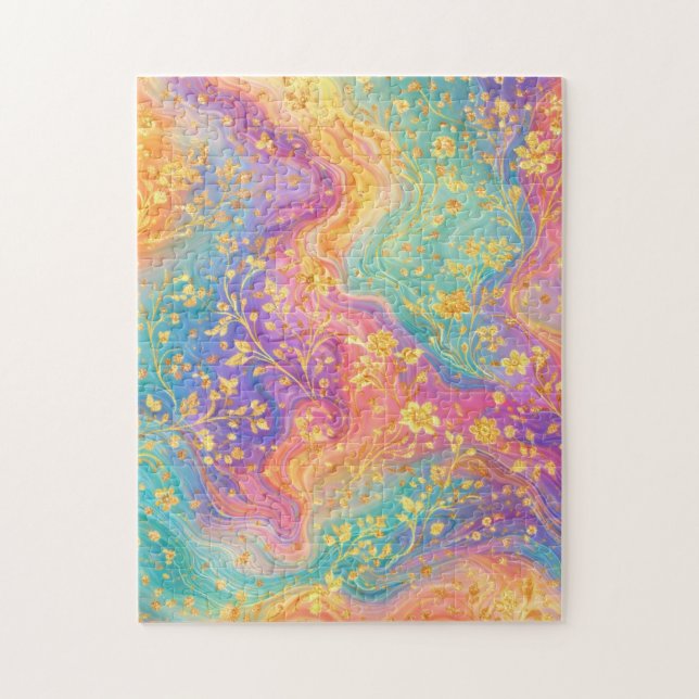 Puzzle Modern Abstract Glitter Floral Monogram Design     (Vertical)