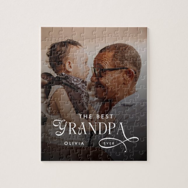 Puzzle Modern Best GrandPa Ever Photo Personalized (Vertical)
