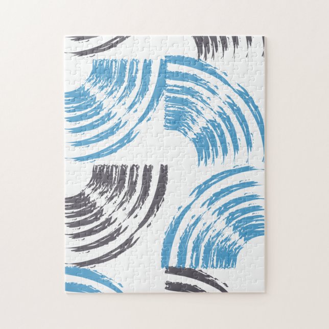 Puzzle Modern, cool, trendy blue abstract brush strokes (Vertical)