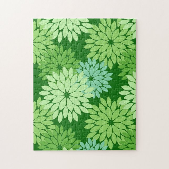 Puzzle Modern Floral Kimono Print, Lime Green (Vertical)