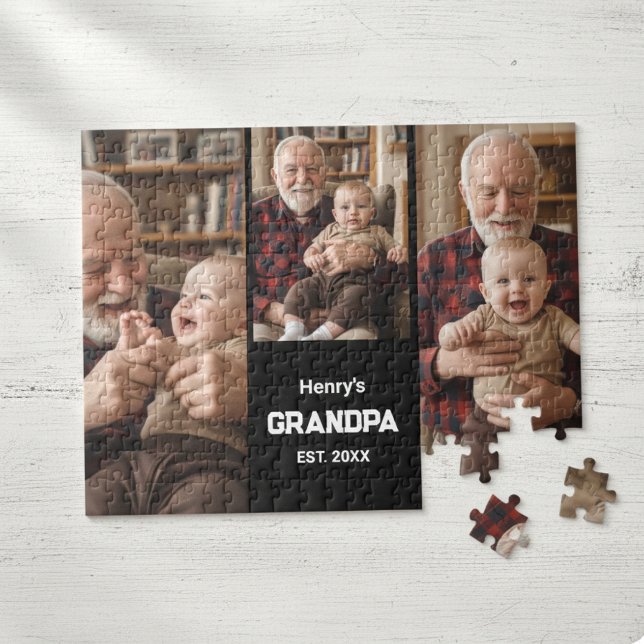 Puzzle Modern Grandpa Est. Name Year 3 Photo  (Subido por el creador)