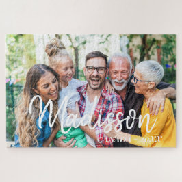 Puzzle Modern Simple Playful Script Family Photo