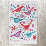 Puzzle Moderna acuarela floral de aves<br><div class="desc">Aves acuáticas modernas y contemporáneas y flores en un vibrante color verde verde azulado,  rosa magenta y rojo sobre un fondo blanco. Arte original de Nic Squirrell.</div>